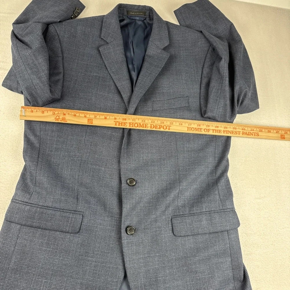 Lauren Ralph Lauren Mens Navy Blue Houndstooth Sport Coat 42L Blazer Office